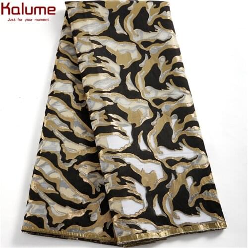 Kalume Design African Lace Fabric Tissue Diy Dress 2021 New Design African Gilding Lace Fabric For Wedding Party Dress H2475