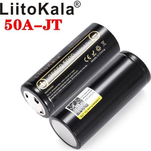 LiitoKala Lii-50A Pointed 3.7V 26650 5000mA Rechargeable batteries Discharger 26650-50A 20A Power battery for flashlight E-tools
