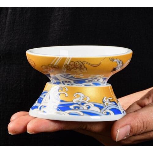 Auspicious Crane Tea Filter Ceramic Porcelain Teaware Accessories Coffee Filter Tea Strainer Tea Ceremony Decoration Crafts Art