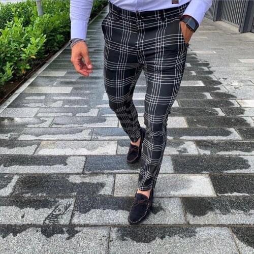 Casual Mens Pants Streetwear Men Joggers Slim Fit Hip Hop Fashion Plaid Trousers Male Skinny Sweatpants Track Pants Men Joggers