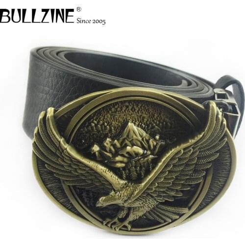 Bullzine zinc alloy retro flying eagle belt buckle Free PU belt jeans gift belt buckle FP-03340-1 drop shipping