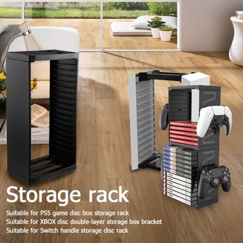24 Game Disc Card Storage Tower Holder Controller Bracket Organizer for PS5/PS4/XBOX Series X/Xbox One/Nintend Switch