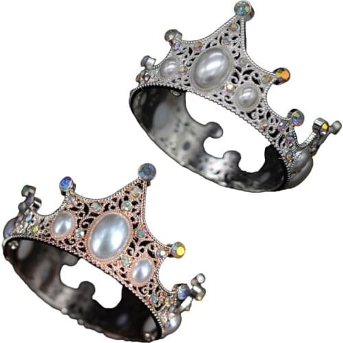 Baby Luxury Rhinestone Pearl Crown Mini Tiara Headband Princess Birthday Decor