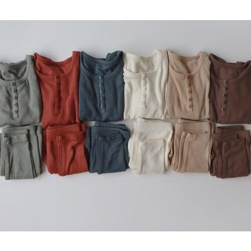 Korean Style Children Pajamas Sets For Girls 2021 Autumn Home Clothes Suits 2pcs T-shirt+pants Suits Boys Christmas Pyjamas Ins