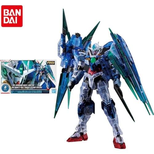Bandai Gundam Assembled Model Figure RG 1/144 GNT-0000 00 Qan[T] Full Saber Clear Color Gundam Base Limited Genuine Ornaments
