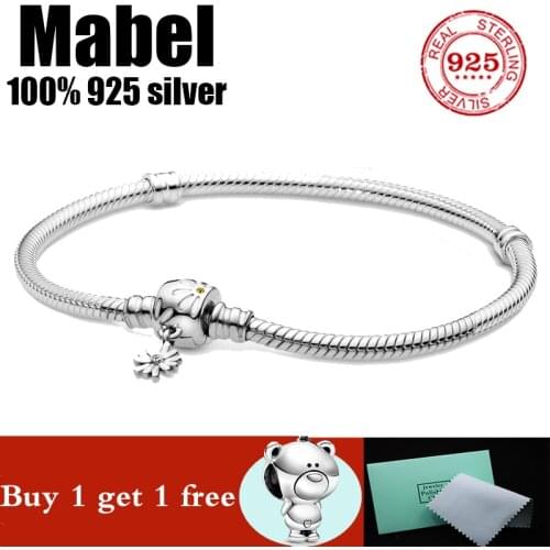 FIT original authentic 100% 925 sterling silver pan charm chain bracelet for women fashion classic luxury jewelry snake bracelet
