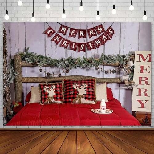 Christmas Tree Backdrop Red Reindeer Pillow White Board Milk Family XMAS Kid Photography Background Photo Studio Photozone Decor