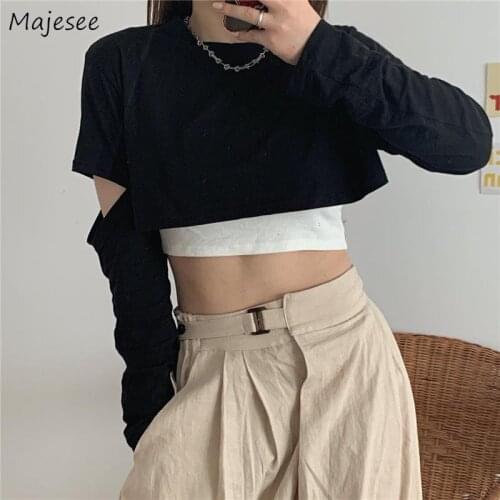 T-Shirts Women Hole Sexy Female Tops All-match Fashion Loose Vintage Summer Hot Popular Party Elegant Preppy Streetwear Ulzzang