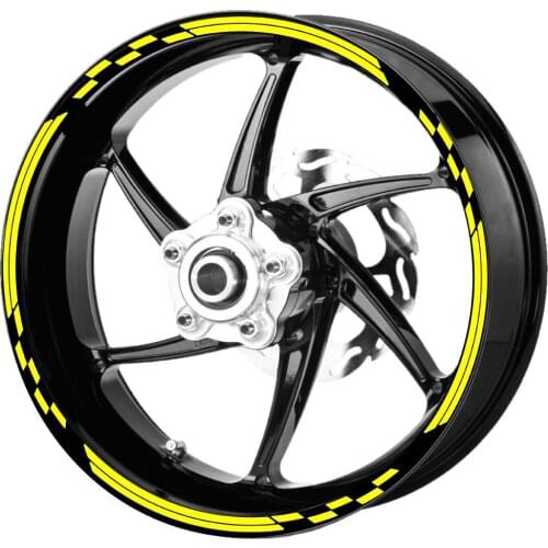 Racing Flag Design Fluorescent Yellow Rim Tape Wheel Stripes Decals Sticker for Universal Motocycle CinarExtreme