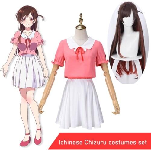 Anime Rent A Girlfriend Cosplay costumes Ichinose Chizuru uniform Top / Skirt/ Wig Womens uniform halloween costumes for women