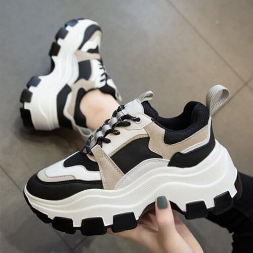 Womens Chunky Sneakers Thick Bottom Platform Vulcanize Shoes Fashion Breathable Casual Running Shoe for Woman Female 2021