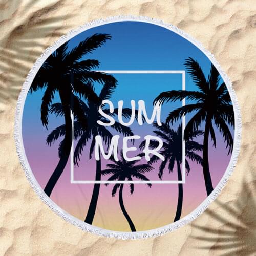 Round Beach Towel For Adult Kids Microfiber Tropical Coconut Tree Large Summer Shower Swimming Towel 150cm Travel Picnic Mat
