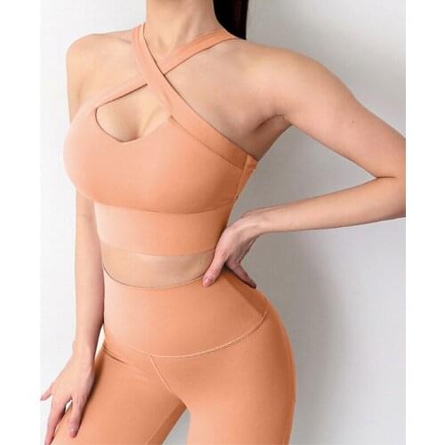 Summer Criss Cross Sport Outfit Woman Yoga Set Sportswear Hollow Out Sexy Two Pieces Sets Sports Bras Leggings Gym Clothings