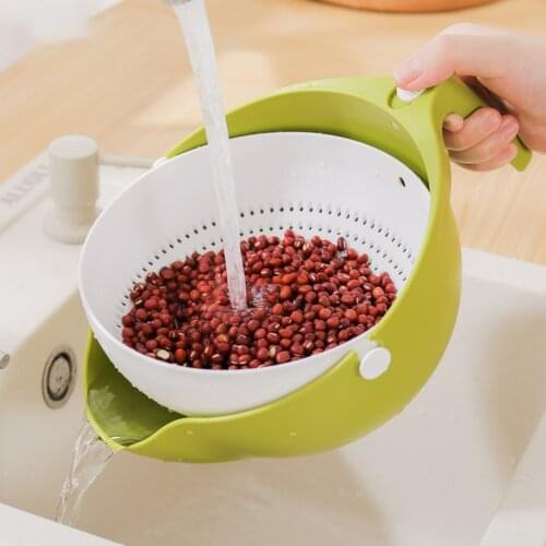 Home Multipurpose Vegetable Fruits Portable Double Layer 360 Degree Flip Balanced Drain Basket Strainer Colander Tool Kitchen