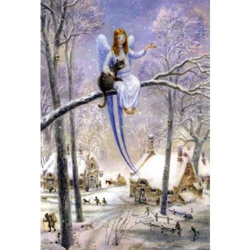 DPF DIY The cat angel 5D needlework diamond mosaic kit full square home decor diamond embroidery diamond painting cross stitch