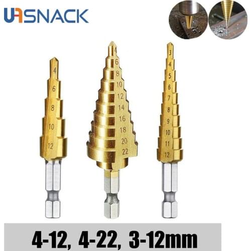 3pcs/lots HSS Straight Groove Step Drill Bit Set Titanium Coated Wood Metal Hole Cutter Core Metal Drilling Bit Hand Tools Sets