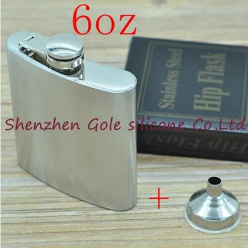 Wholesale 50pcs/lot Mini Portable 6oz Stainless Steel Hip Flask Liquor Whisky Alcohol Cap + Funnel Drinkware Hot Sale Gift