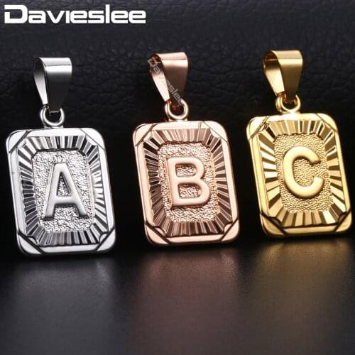 Davieslee Womens Necklaces Rose Gold Silver Color Initial A-Z Letter Pendant Capital Letter Necklace for Women Jewelry LGPMM01