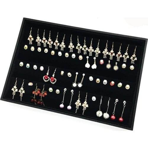 Large Capacity Portable Velvet Jewelry Tray Box Rings Earrings Display Organizer Holder Jewelry Storage Case Showcase