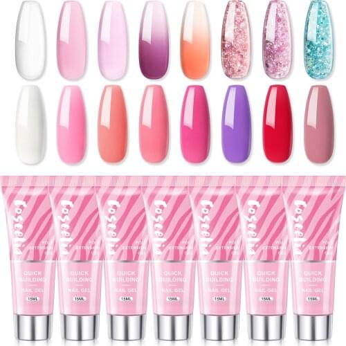 COSCELIA 15ml Poly Nail Gel Quick Building Nail Extension Gel Semi Permanent Varnish Nail Polish Builder Gel Art Design