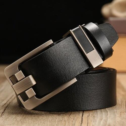 Ke Meiqi Mens Cowhide Luxury Brand Belt High Quality Alloy Pin Buckle Mens Business Retro Youth with Jeans Belt Cowskin Belt