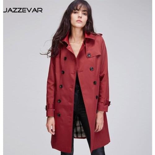 Red trench coat spring waterfall runway coats women 2019 plus size Double breasted Mid long Classic Windproof elegant
