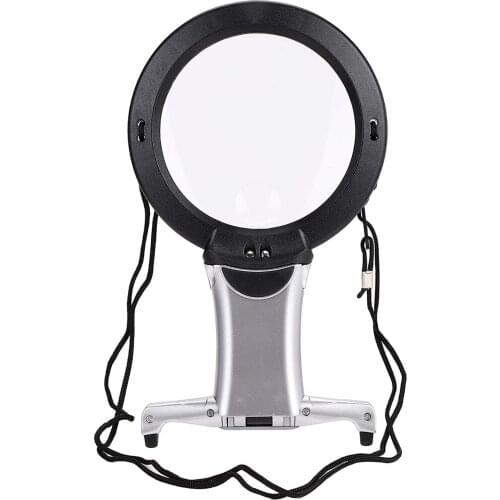 SOONHUA 6X Large Magnifying Glass With Light 2LED Lamp Giant Magnifier Reading Handsfree Sewing Embroidery Reading Tool