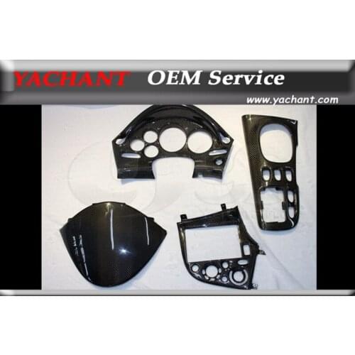 Carbon Fiber Interior Trim 4PCS Fit For 92-97 Mazda RX7 FD3S LHD Top Dash Cover Gear Surround Radio Surround Cluster Surround