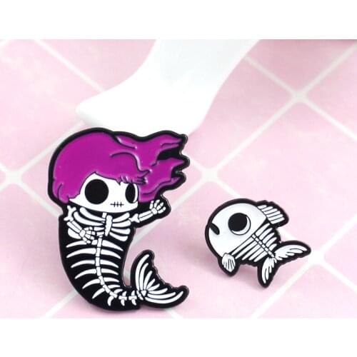 Funny Badges Boneless Mermaid Dolls and Baby Fish Enamel Pins Clothing Bag Lapel Pin Jewelry Brooch Gifts for Friends Wholesale