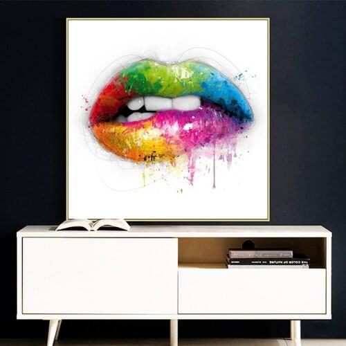 Woman Red Lipstick Paintings Framework Red Lips Kiss Canvas Painting Posters and Prints Wall Art Pictures for Room Home Decor