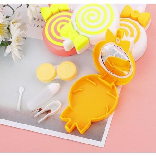 Creative Personality Colorful Lollipop Contact Lens Case with Mirror for Women Portable Cute Eyes Care Kit Glasses Holder Box