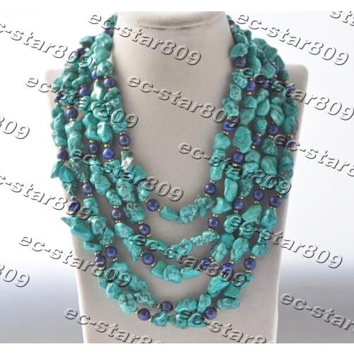 Z11229 100" 13mm Green Baroque Turquoise Blue Lapis Lazuli Bead Necklace Woman Fashion Jewelry