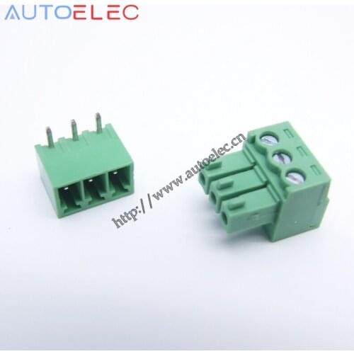 100sets 3pin way Pitch 3.50mm vertical angle pin PCB Plug-in terminal blocks connector pcb blocks electrical connector terminal