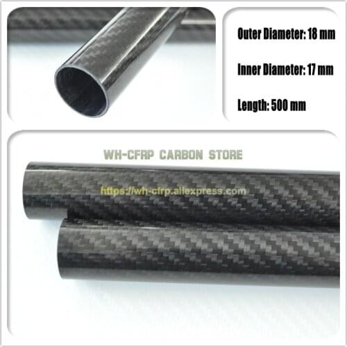 18mm ODx 17mm ID Carbon Fiber Tube 3k 500MM Long (Roll Wrapped) carbon pipe , with 100% full carbon, Japan 3k improve material