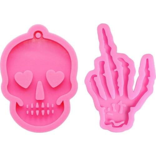 2Pcs Skull Hand Skeleton Hand Epoxy Resin Mold Ghost Hand Keychain Pendant Molds