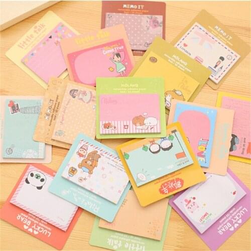 2Pcs/Set Cute And Convenient Notebook Stickers Sells Random Cartoon Animal Sticky Note Memo Pad Label Stationery Gift
