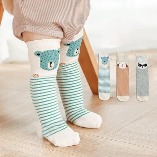 3Pairs Spring New Baby Socks Cute Cartoon Newborn Stockings Heelless Straight Baby Pile Socks for 0-8Y