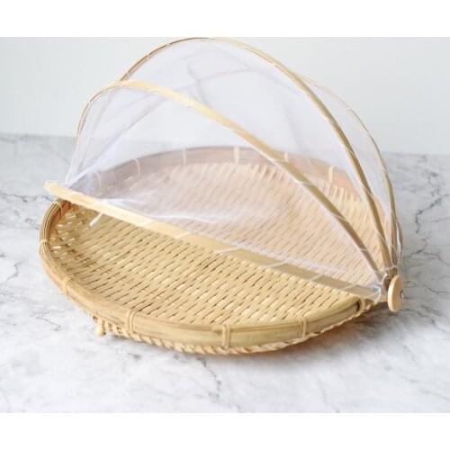 3pcs/set Anti-mosquito Storage Basket Mosquitoes Seive Bamboo Weaving Dustpan The Tea Dry Air Storage Bask In Vegetables Basket
