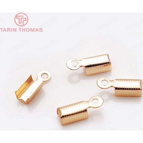 31903)10PCS 11*3.5MM 24K Champagne Gold Color Brass Rope Ends Fastener Clasps Crimp Clasps High Quality Diy Jewelry Accessories