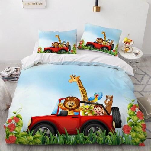 3D Luxury Bedding Set Duvet Cover Set Comforter Double King Queen Double Single Size Pink Cartoon Design Custom Bedclothes