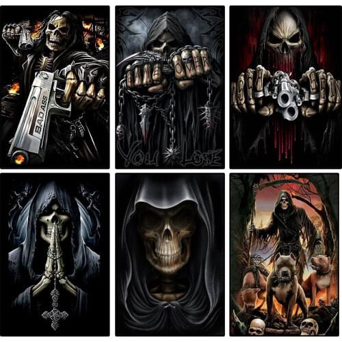 5d Diamond Painting Accessories Death Skull Horror Skeleton Picture Cross Stitch Kits Full Drill Square Diamond Mosaic Paintings