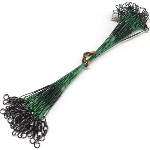 72pcs/lot Fishing Leader Line Rope Wire Anti-bite Bait Lure Hook Swivel Interlock Snap Connector 15/20/25cm Fishing Tackle