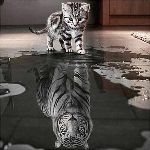 Diamond painting Cat Tiger Resin Needlework DIY 5D Animal Rhinestone Painting Crystal Embroidery Home Office Cross Stitch