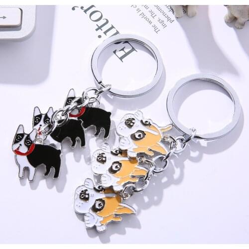 French Bulldog Car Key Chains Cute Keyring Metal Pet Dog Pendant Bag Charm Men Women Keychain Key Ring Holder Gifts