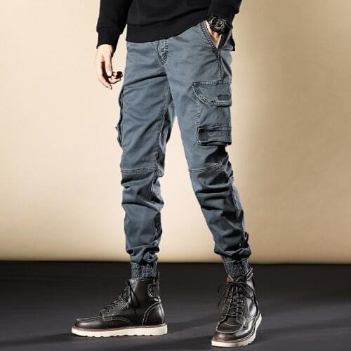 Autumn New Mens Tactical Cargo Pants Sport Joggers Casual Streetwear Hip Hop Slim Fit Trousers