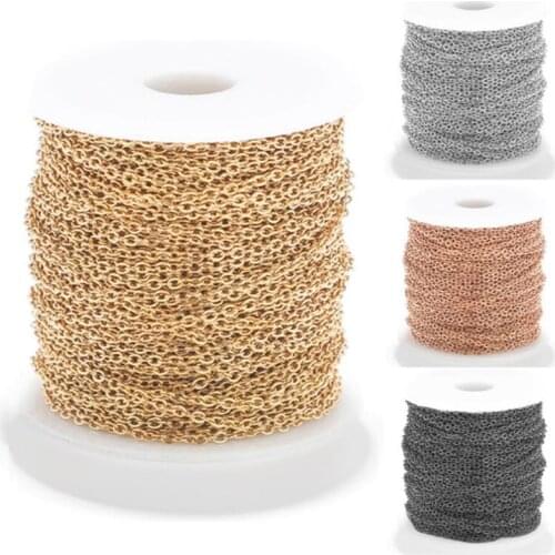 2m/lot 1mm 1.5mm 2mm 2.5mm Width Stainless Steel Chain Bulk for Silver Rose Gold Chain Necklace DIY Jewelry Materials