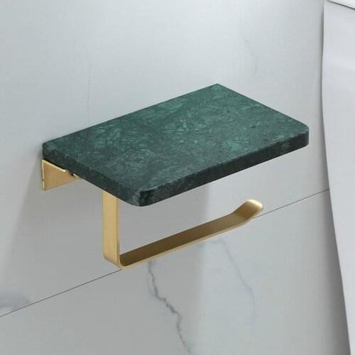 Bathroom Paper Holder Marble and Brass Material Bathroom Accessories Phone Holder wall mounted