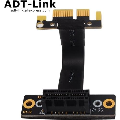 Dual 90Degree Right Angle PCIe 3.0 x1 to x1 Extension Cable R11SL-TL 8G/bps High Speed PCI Express 1x Riser Card Ribbon Extender