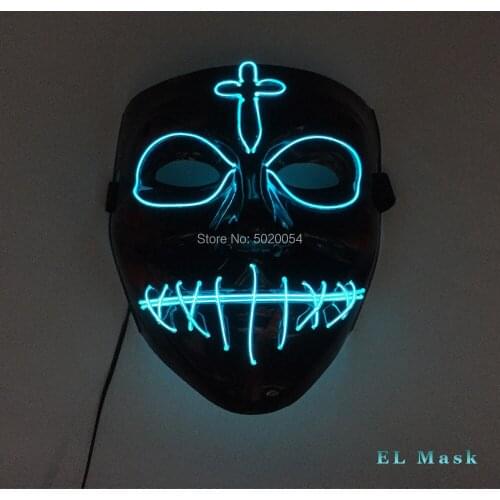 GZYUCHAO EL 10 colors available LED Luminous Halloween horror mask Anonoymous mask with DC-3V 4 functions Driver