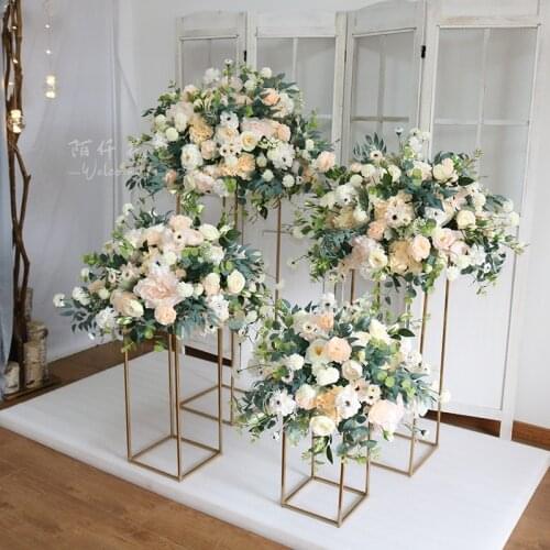 Simulation Retro Floral Geometry Shelf Set Lu Yin Flower Ball Stage Background Lu Yin Layout Decoration Props